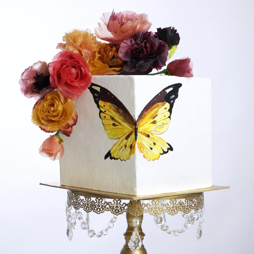 Цветы “Fruit paste” + рисование на торте
